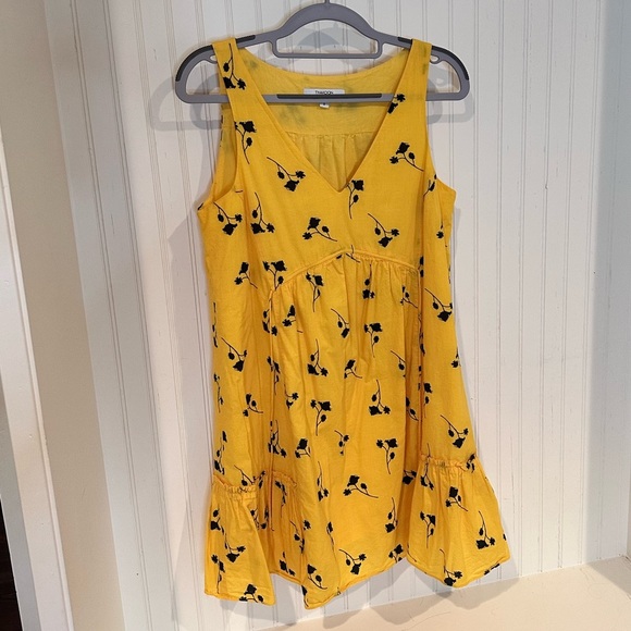 Thakoon Collective Yellow Floral Ruffle Sleeveless Shift Dress- Size 2 - Picture 3 of 8